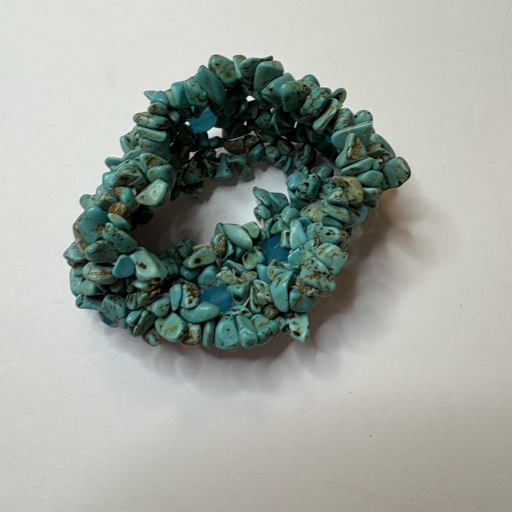 🎁 Unbranded Turquoise Stone wide stretch Bracelet - Picture 4 of 5